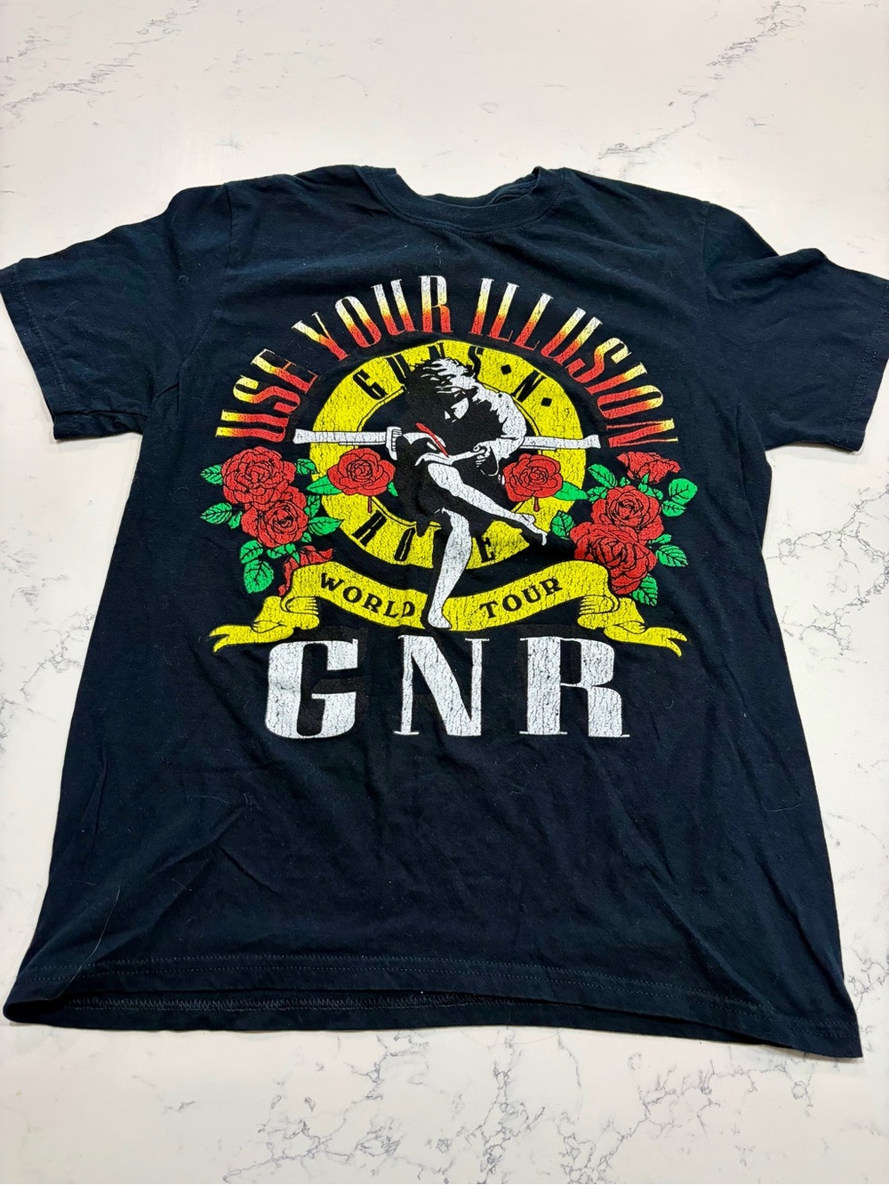 GNR Black 'Use Your Illusion' Short Sleeve Graphic Tee - Women’s Medium